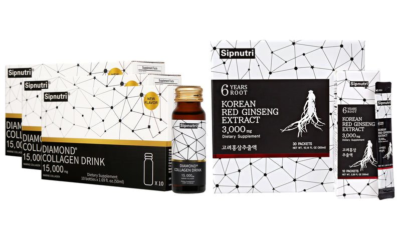 Diamond Collagen Drink and Korean Panax Ginseng Extract 30-day Supply Bundle