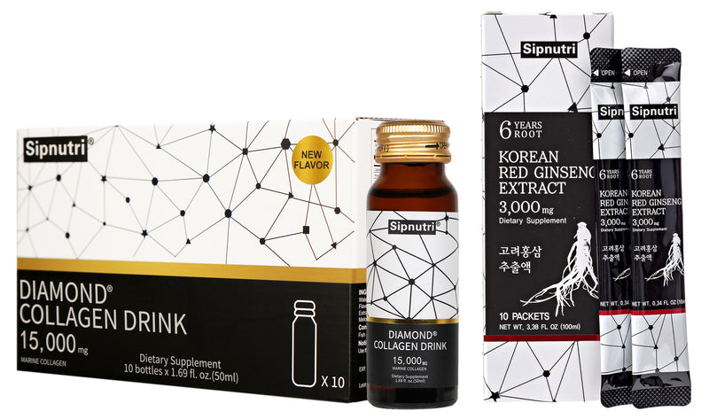 Diamond Collagen Drink and Korean Panax Ginseng Extract 10-day Supply Bundle